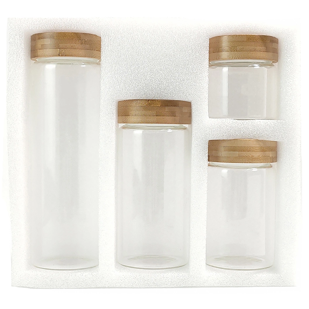 Borosilicate Kitchen Food Storage Containers Wholesale/Supplier Various Sizes Premium Glass Storage Jars with Bamboo Lids