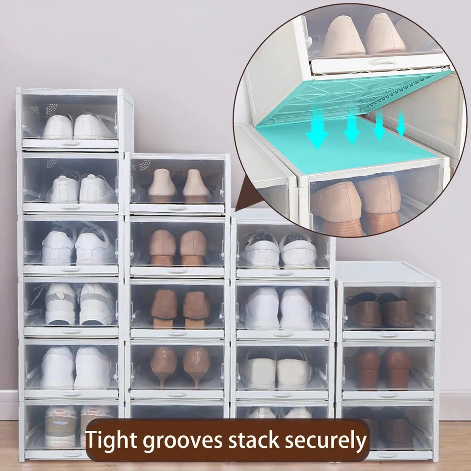 Cajas de almacenamiento de zapatos apilables de cajón de alta calidad frente a la caída Contenedores de zapatos