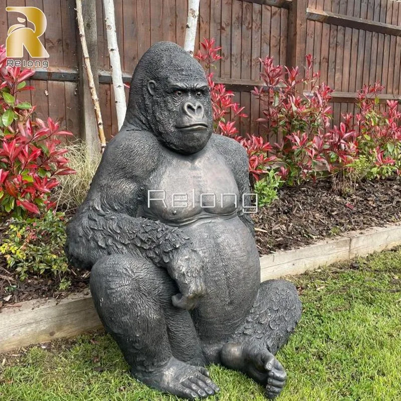 Neues Design Metall Handwerk Life Size Bronze Gorilla Statue Outdoor Dekorative Tierskulptur