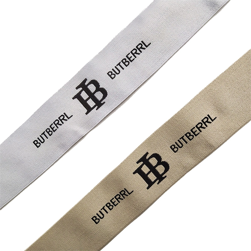 Single Side Brand Custom Logo Soft High Tenacity Woven Jacquard Elastic Webbing for Accessories