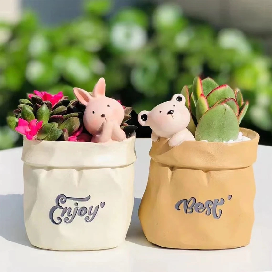 Cute Animal Paper Bag Succulent Flower Pot Succulent Planter Desktop Planter Office Desk Decor