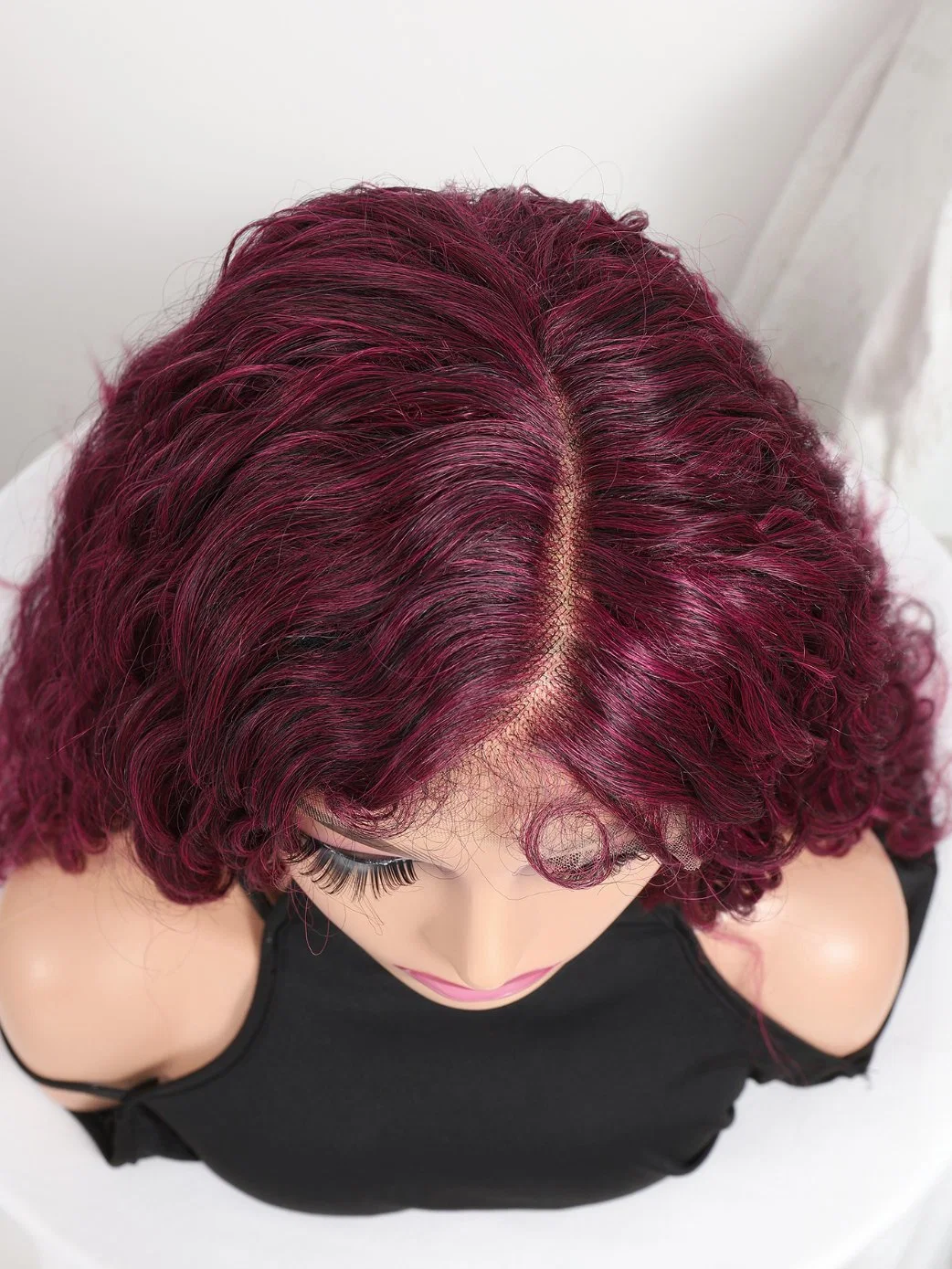 Newlook Cross-border European Wine Red Long Curly Hair Chemical Fiber Головная уборка