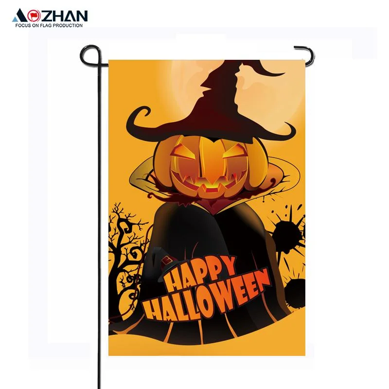 Wholesale/Supplier Pumpkin Ghost Witch Double Side Digital Printing Polyester Garden Flag for Home Yard Halloween Decoration