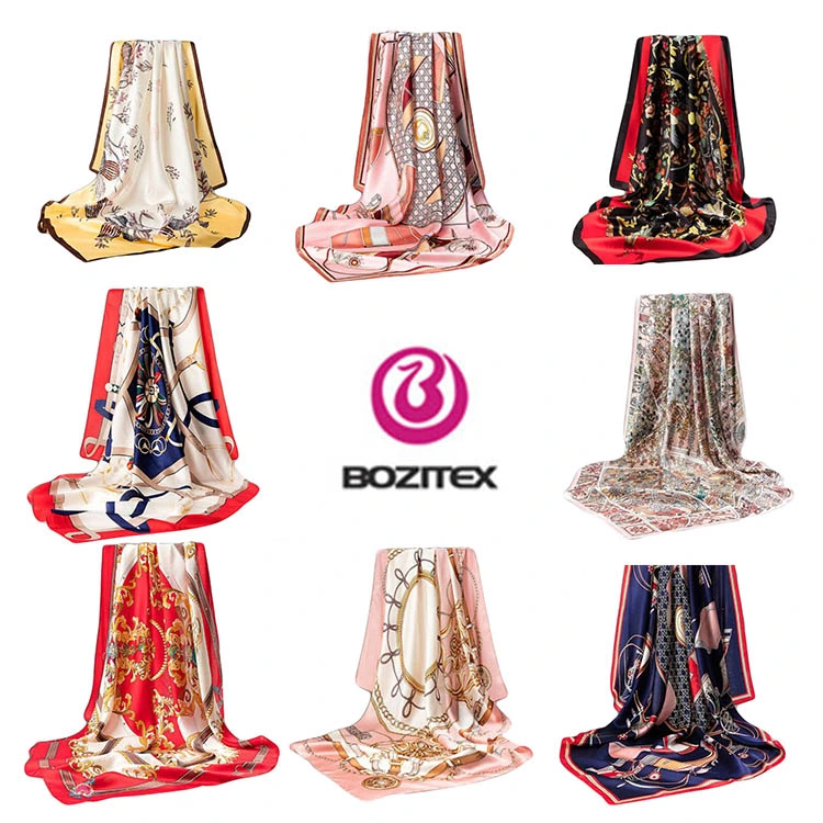 Bufanda de seda para mujer 100% pura con estampado personalizado de China