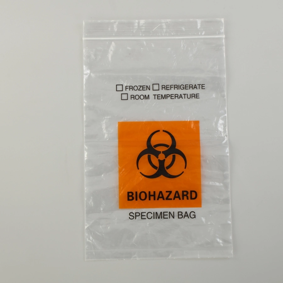 Transparent Plastic 6 X9 Inch Specimen Biohazard Bags Medical with Document Pouch