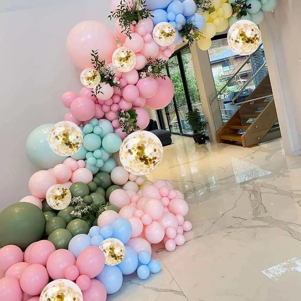 Pastel Balloons Garland Arch Kit 117 PCS Rainbow Macaron Balloon Unicorn Mermaid Party Decorations