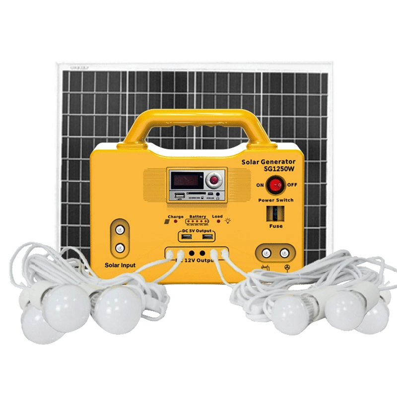 Portable Solar Home Energy Power System Big Solar Panel LED Light Product Radio MP3 and Table/Standing Fan TV Solar Light