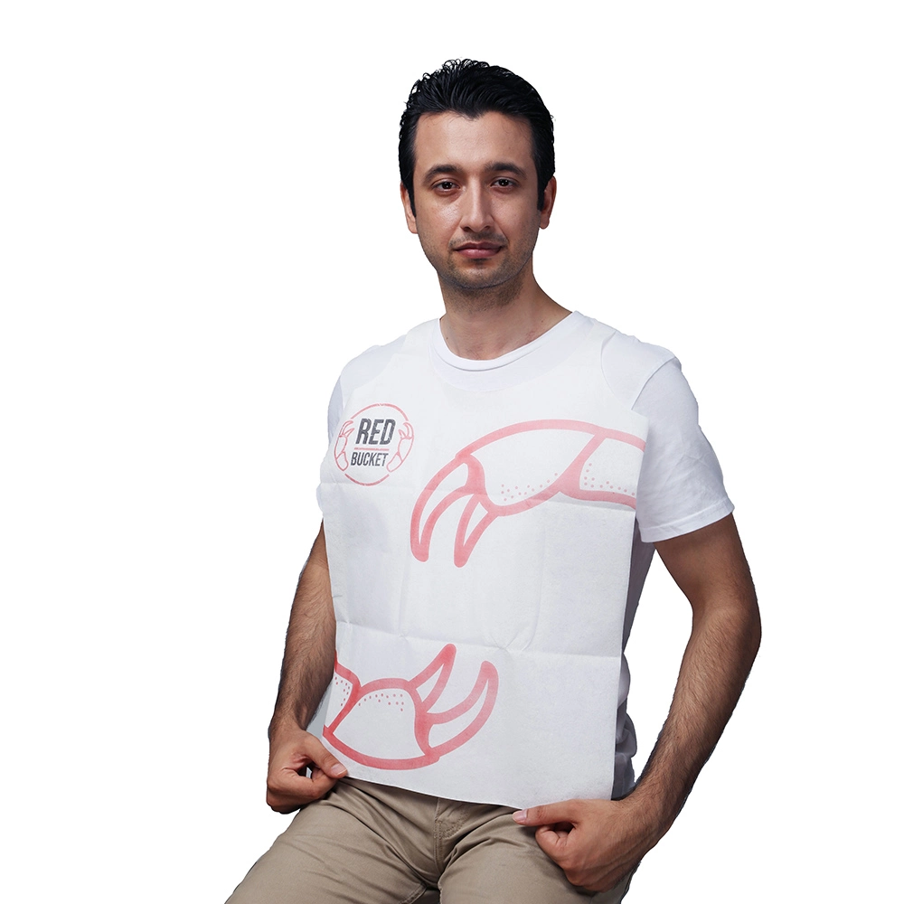 Funny Custom Printed Bibs Disposable Plastic Adult Lobster Crab Bib for Seafood Restaurants