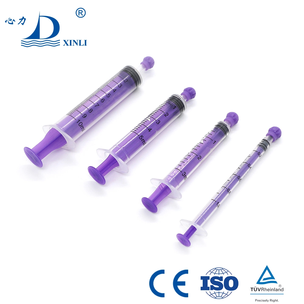 Segurança 3-Part Disposable Medical Sterile Injection Oral Feeding Tube Syringe 1cc, 3cc, 5cc, 10cc, 20cc com CE