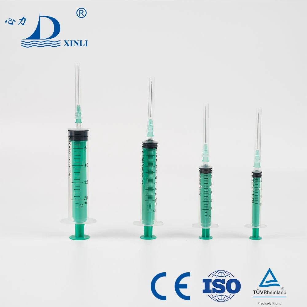 Three Parts Disposable Medical Syringes 2ml/3ml/5ml/10ml/20ml PP Syringe with Needle