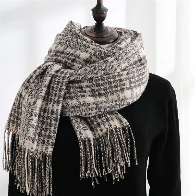 Winter Cashmere Warm Printed Plaid Japanese Lady Scarf