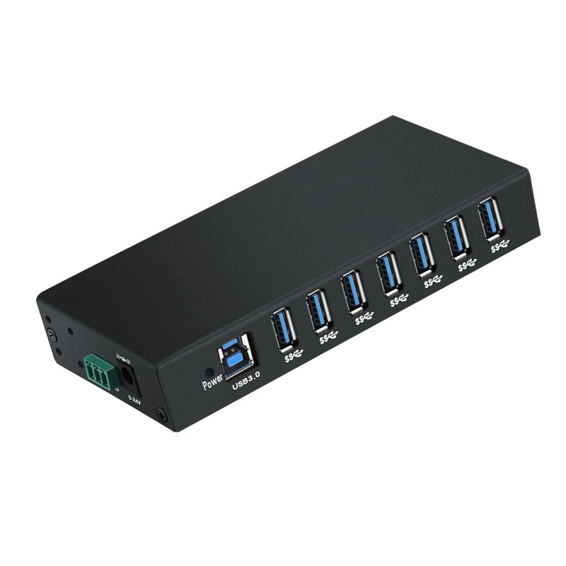 Hub industrial USB3,0 de 7 puertos con carril de protección ESD 15kv Montaje