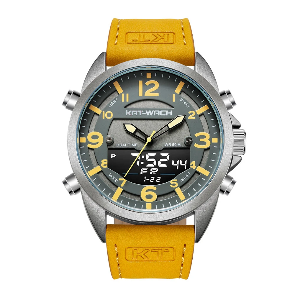 Fashion 2019 Gift Mens Watch Quartz Digital Dual Time Chronograph Quality Waterproof Watch Plastic Watch