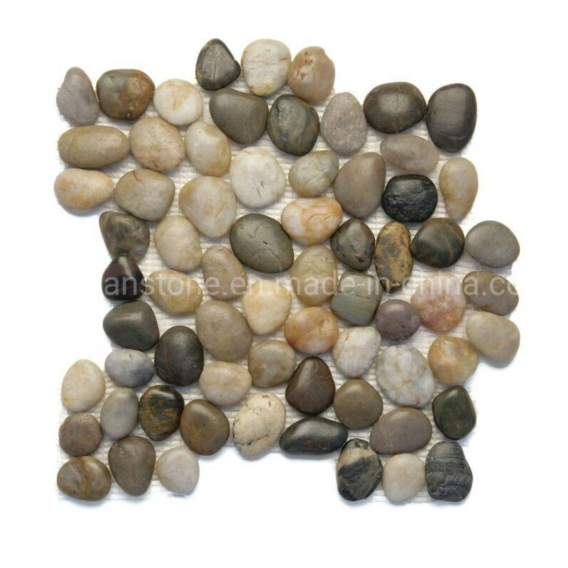 Polished Pebble Stone, Sliced Flat River Stone Pebble Mosaic Tile, White River Rock