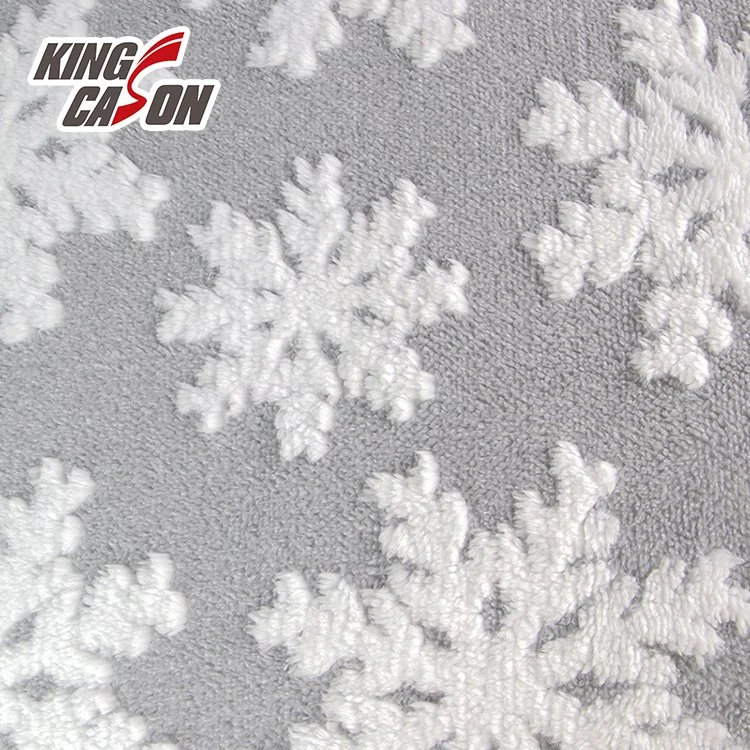 Poliéster tejido Jacquard Kingcason copo de nieve en 3D Navidad Sherpa tejido de mantas