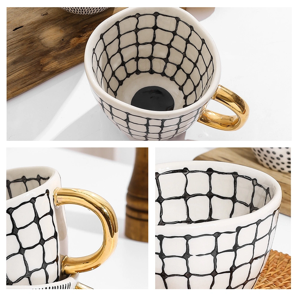 White and Black Triangular Espresso Mug Coffee Cup Ceramic Cup Coffee Luxury