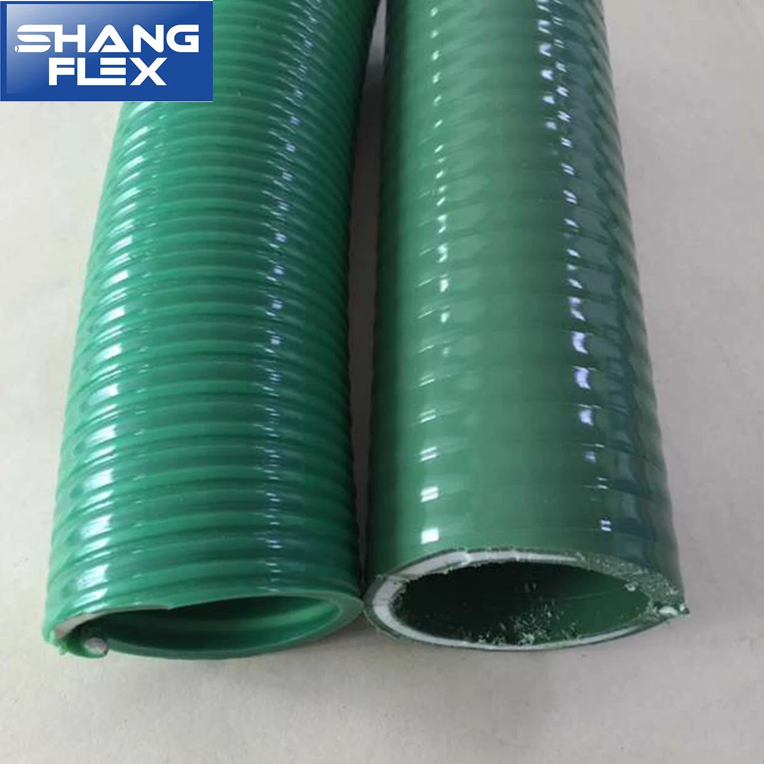 Green Reinforced Spiral PVC Suction Hose for High Vacuum Service and Septic Tank Service