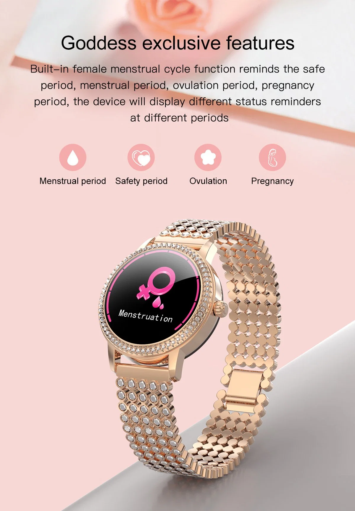 Best Selling Fashion Lw20 Steel Diamond-Studded Gift for Lover Smart Watch for Women