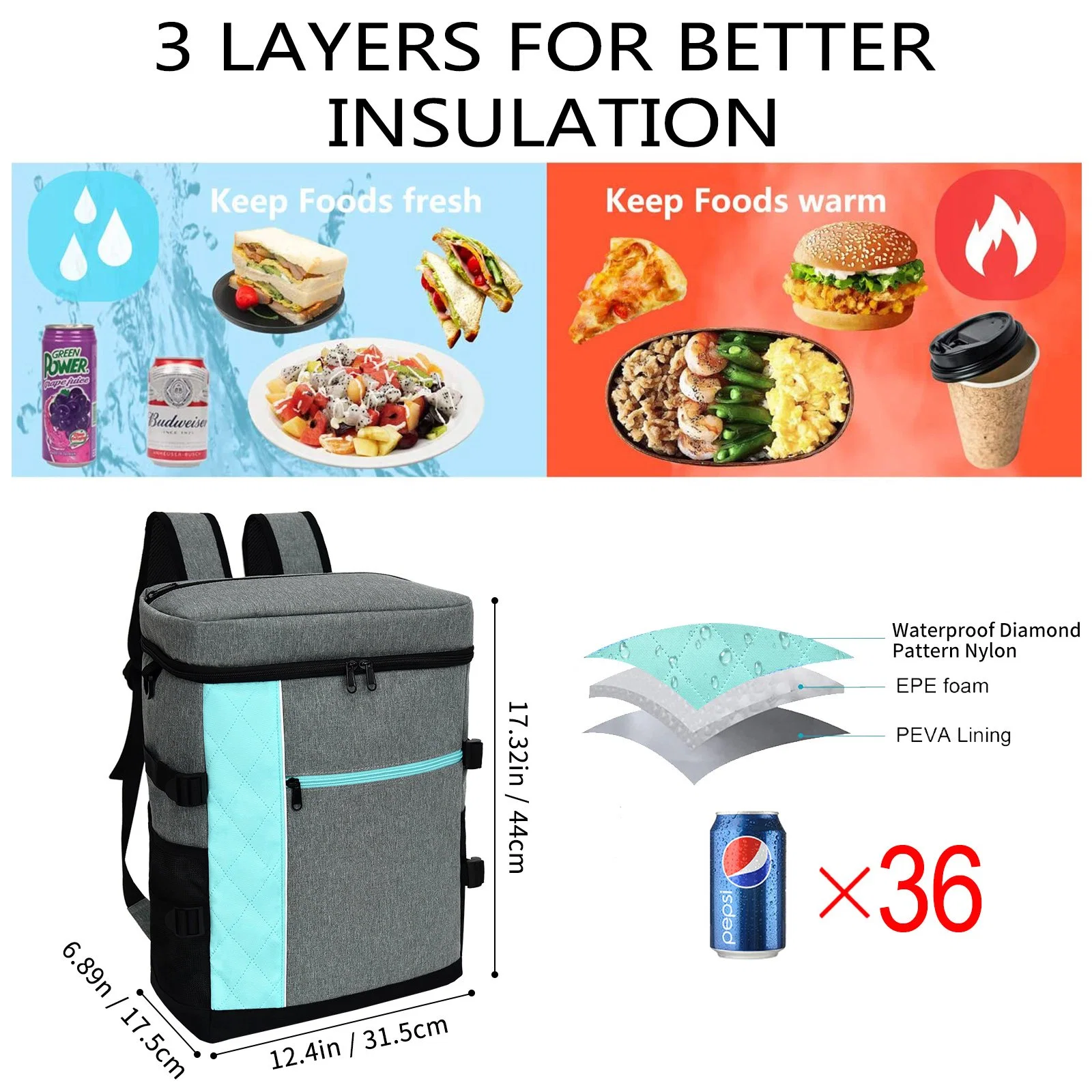 Grocery/Shopping/Carry Other Custom Carton Insulated Lunch Bag Adult Picnic Backpack