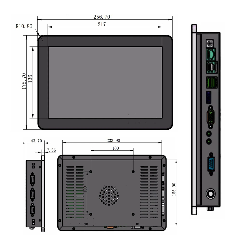 10.1 Inch 1024*600 LCD Display J6412 8GB 128GB Fully IP65 Waterproof All in One Touch Industrial PC