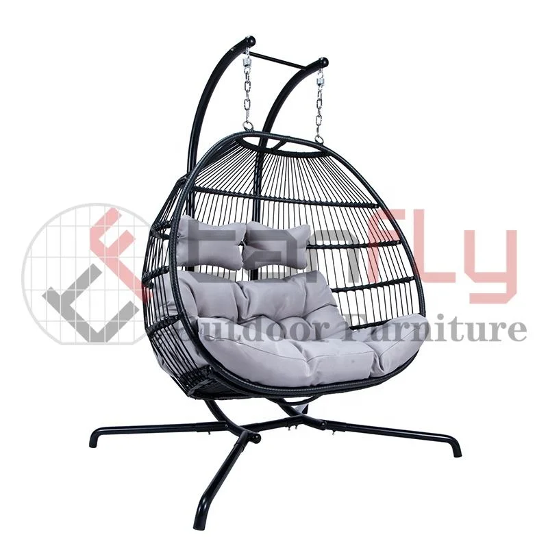 Mobiliario de ocio al aire libre Doble plegable Swing silla Colgante huevo