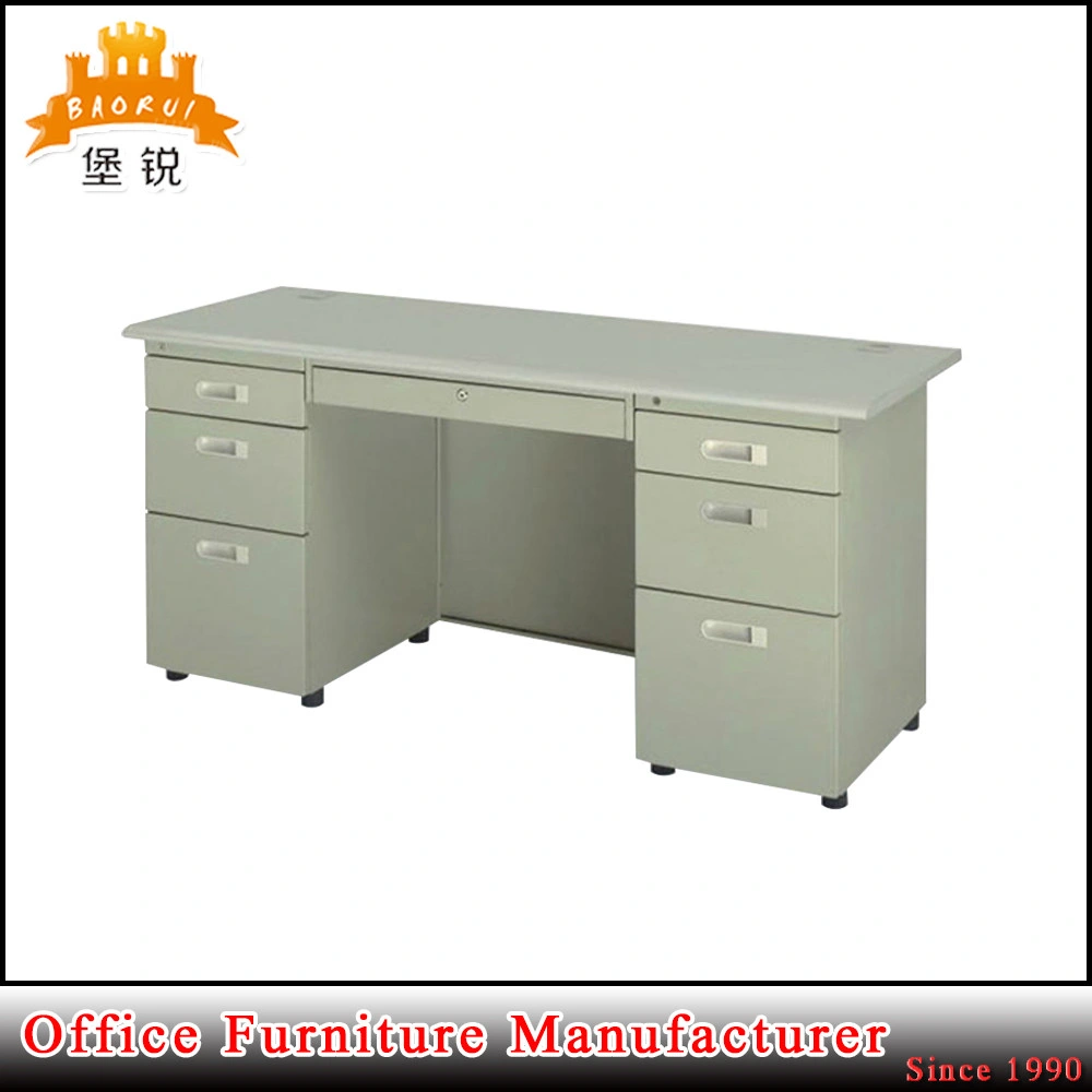 Modern Office Furniture Metal Computer Desk Steel Executive Double Pedestal Office Table