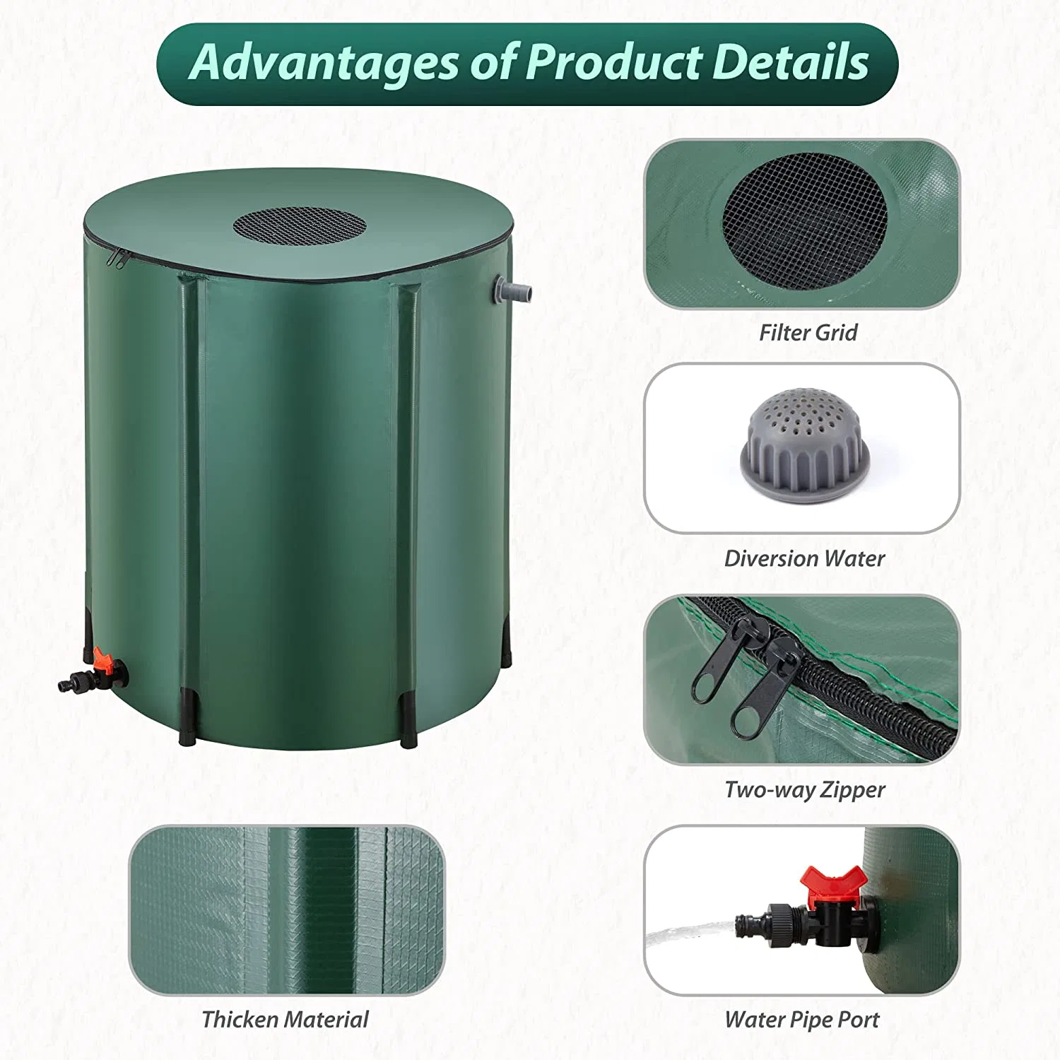 Portable Water Storage Container Rain Catcher Barrel Rainwater Collection System