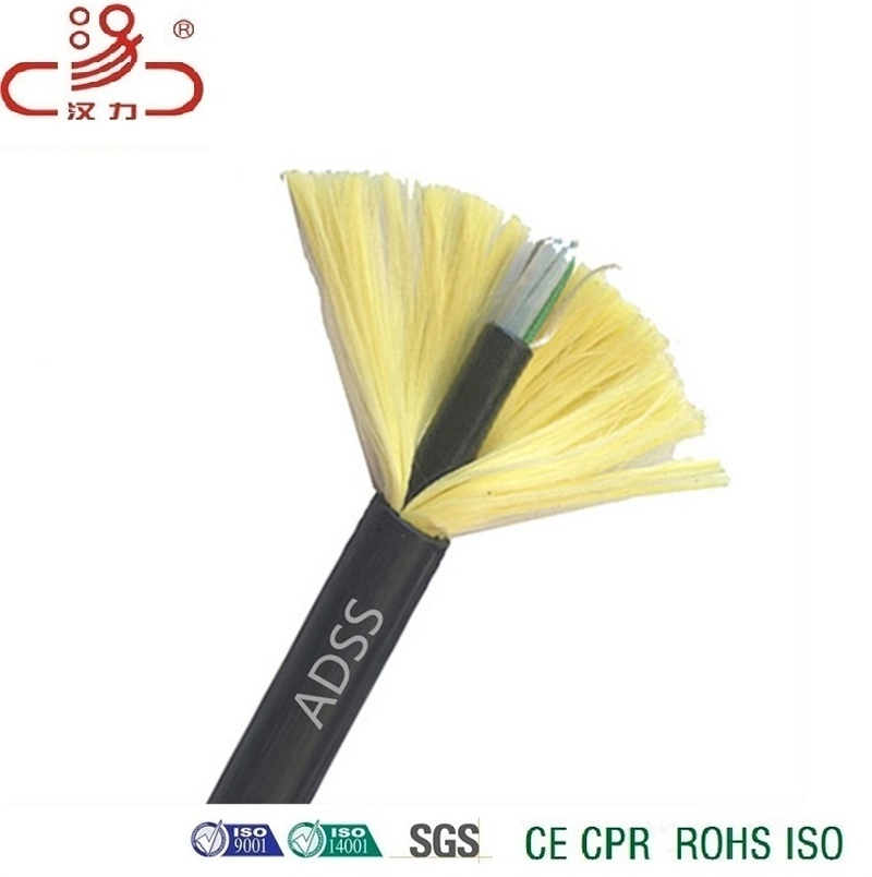 Single Mode Optical 4 12 24 Cores 6 96 Hilos De Span 200 400 G652D Optuca Roll Fibra Optica Fiber Optic Cable ADSS