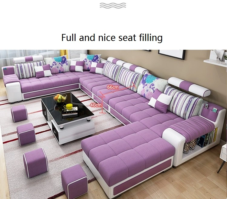 أريكة أريكة يمكن تحويلها إلى سرير من الجلد المصنوع من القماش الحديث متعددة الوظائف على شكل حرف U غرفة معيشة ذات أثاث أنيق بتصميم حديث Cama