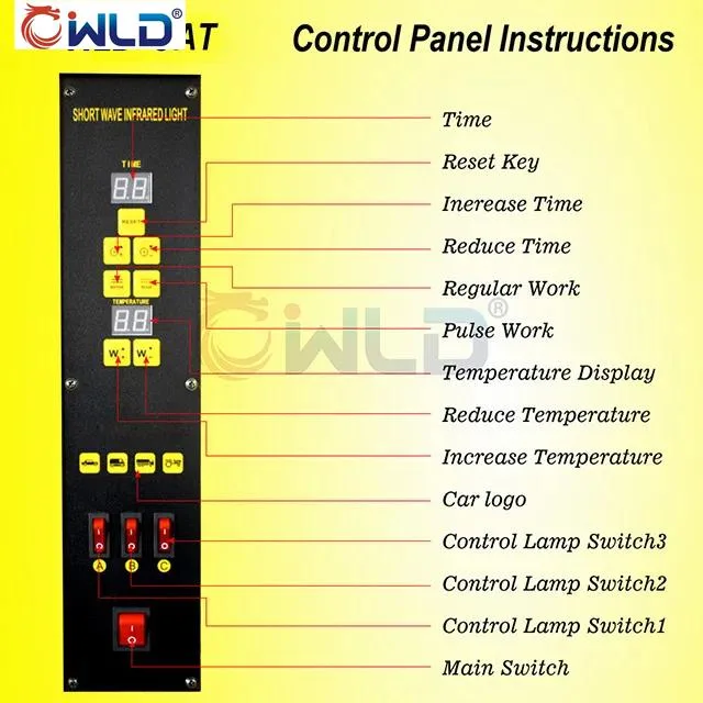 Wld Infrared Lamp for Car Baking Wld-6at Car Paint Baking Light/ Infrared Heating Lamp for Auto Body/ Shortwave Infrared Curing Light Car Body Repair Light