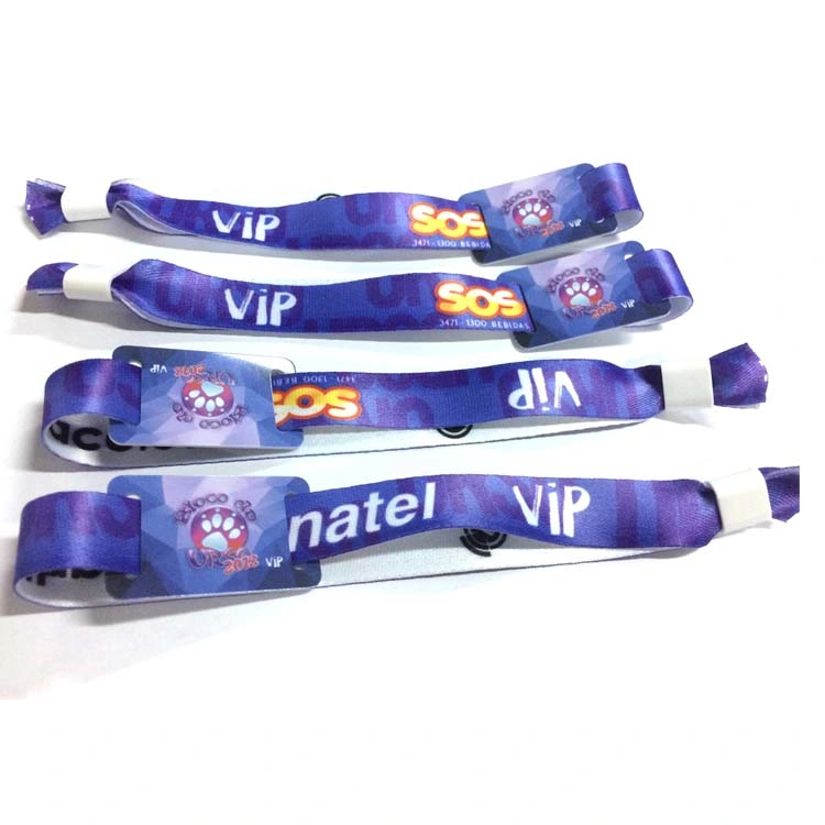 China Cheap Price Party Festival Polyester Woven Printed Fabric Wristband