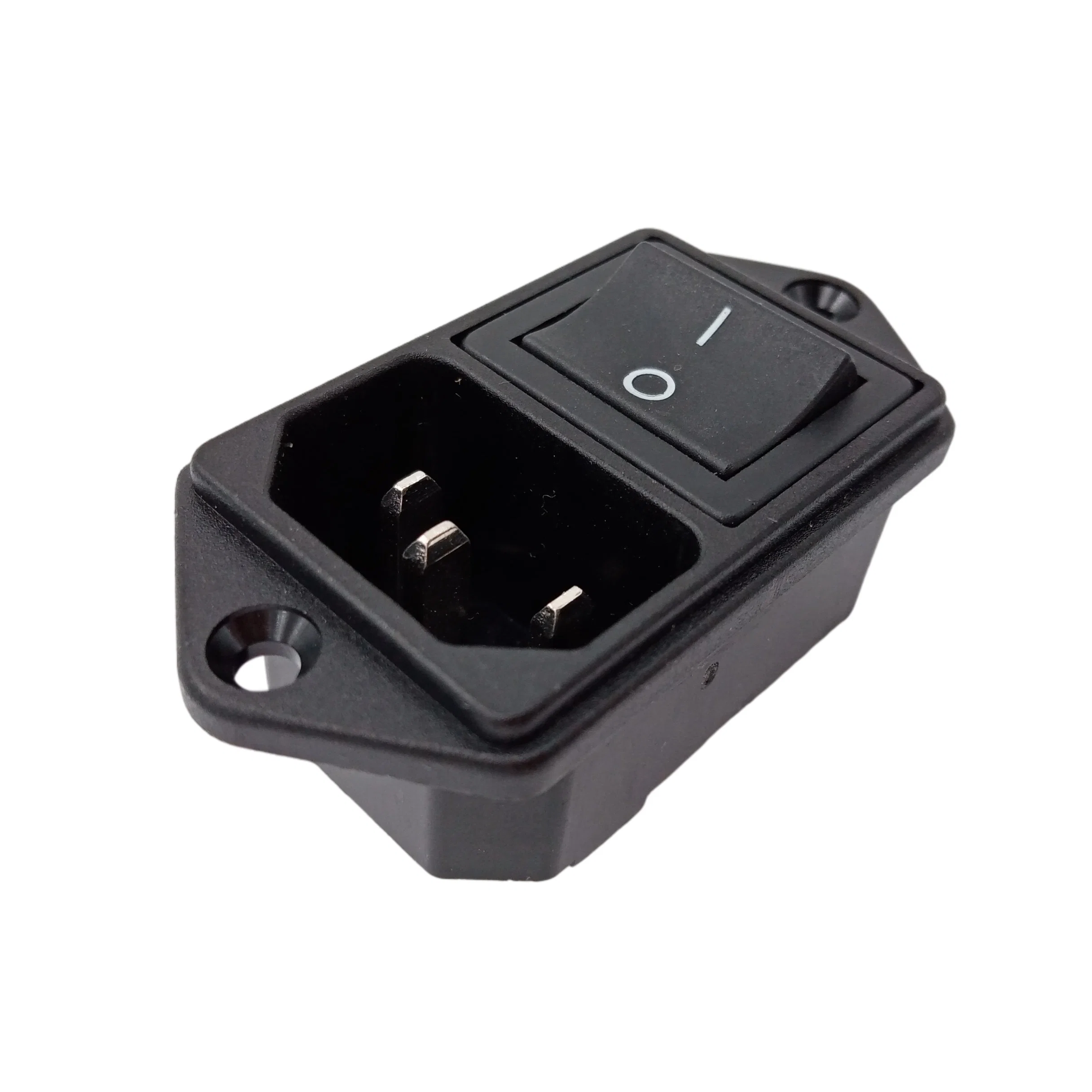 Ene60320 C14 Male Socket with Rocker Switch 3 Pins Screw Mount Medical Electrical Socket 10A 250V PDU Connector