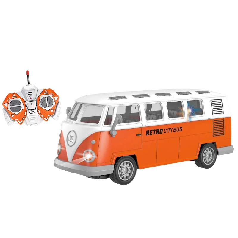 Modell im Maßstab 1: 30 Elektrische RC Retro City Bus Kinder batteriebetriebenes 27MHz 4 Kanal Licht nach oben Fernbedienung Bus Spielzeug für Kinder