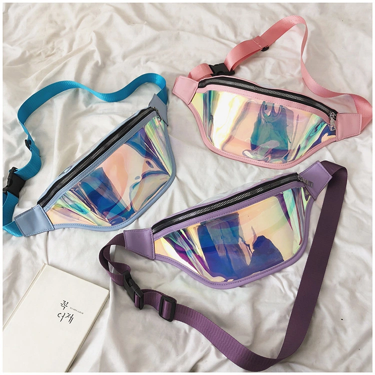 Promotional Gift Bag Holographic Gold Sliver Retro Fanny Pack for Festival Women Girls Cute Fashion Waist Bag Belt Bags