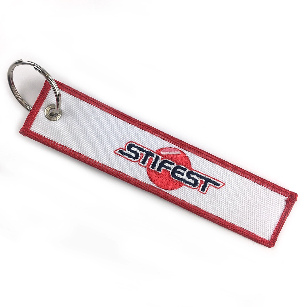 High quality/High cost performance  Custom Double Side Embroidery Fabric Keychain/Keytag/Keyring