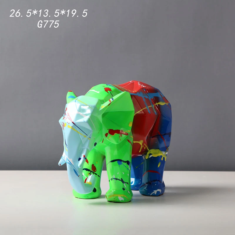 Elephant Fluorescent Color Resin Crafts for Home Decoration Table Display