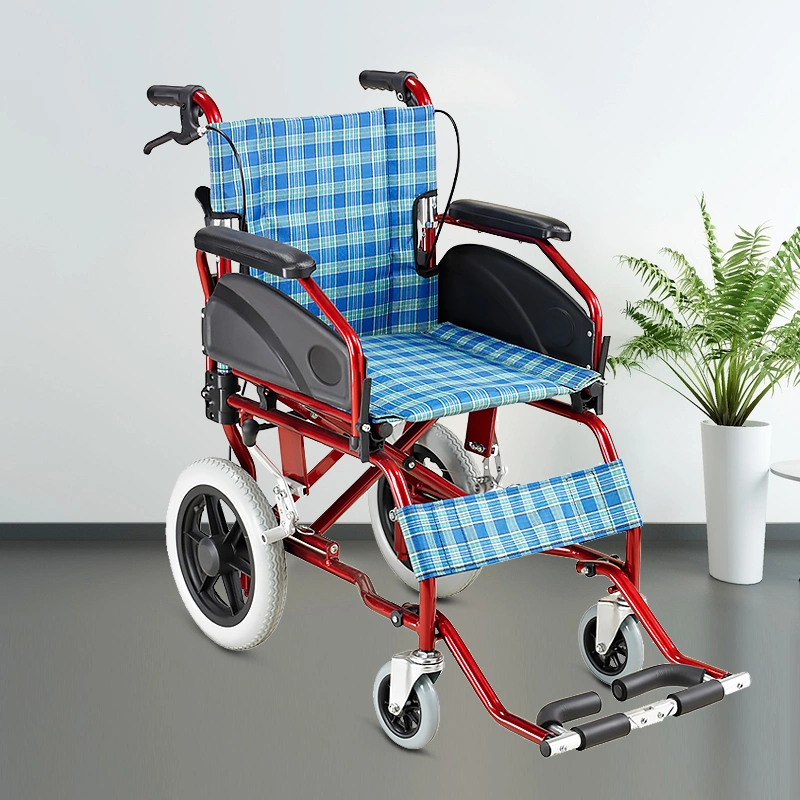 Equipo médico plegable Rehabilitación silla portátil de aluminio de aleación de ruedas para Desactivado