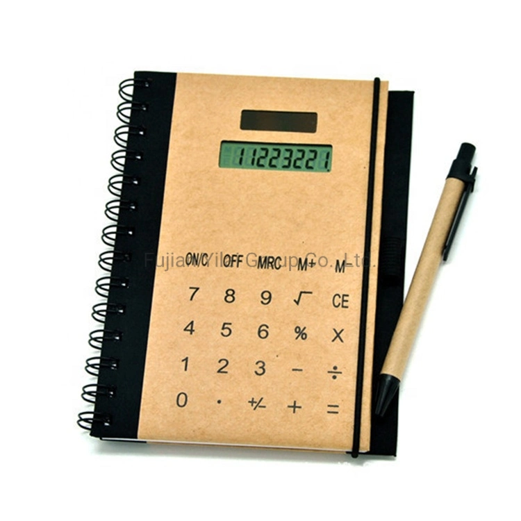 Electronic Notebook with Calculator Pen Promotional Gift Customized Private Label Logo 8 Digit Solar Power Notepad Calculator