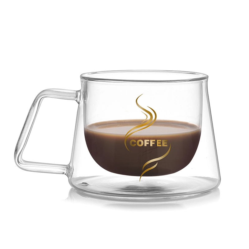 Doppelwandige 200ml/6,7oz Glas-Kaffeebecher beständig klare Borosilikatbecher Espresso Tassen Tee Tassen perfekt für Latte Americano Cappuccino Tee Beutel Isoliert