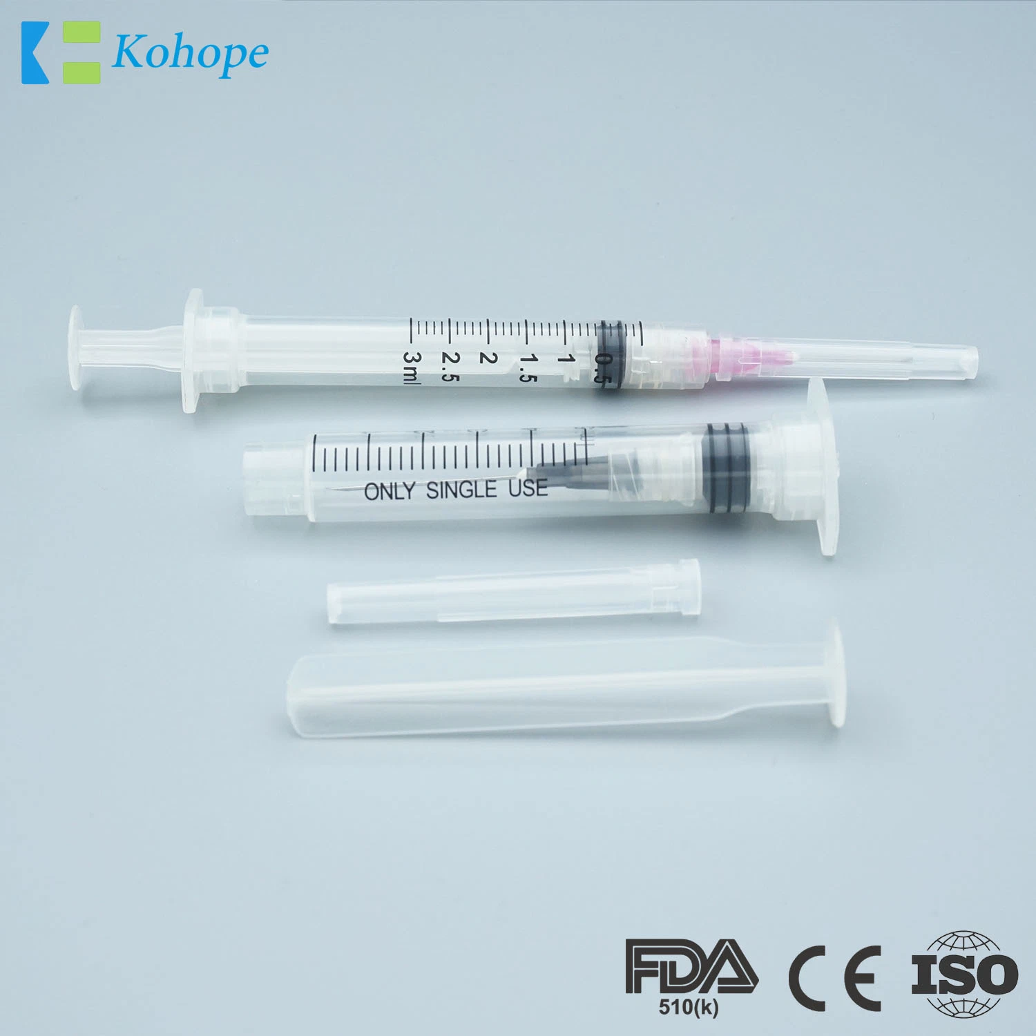 Transparent, White, Customized Color Plunger PP/PC 1ml/3ml/5ml/10ml Painless Vaccine Syringe