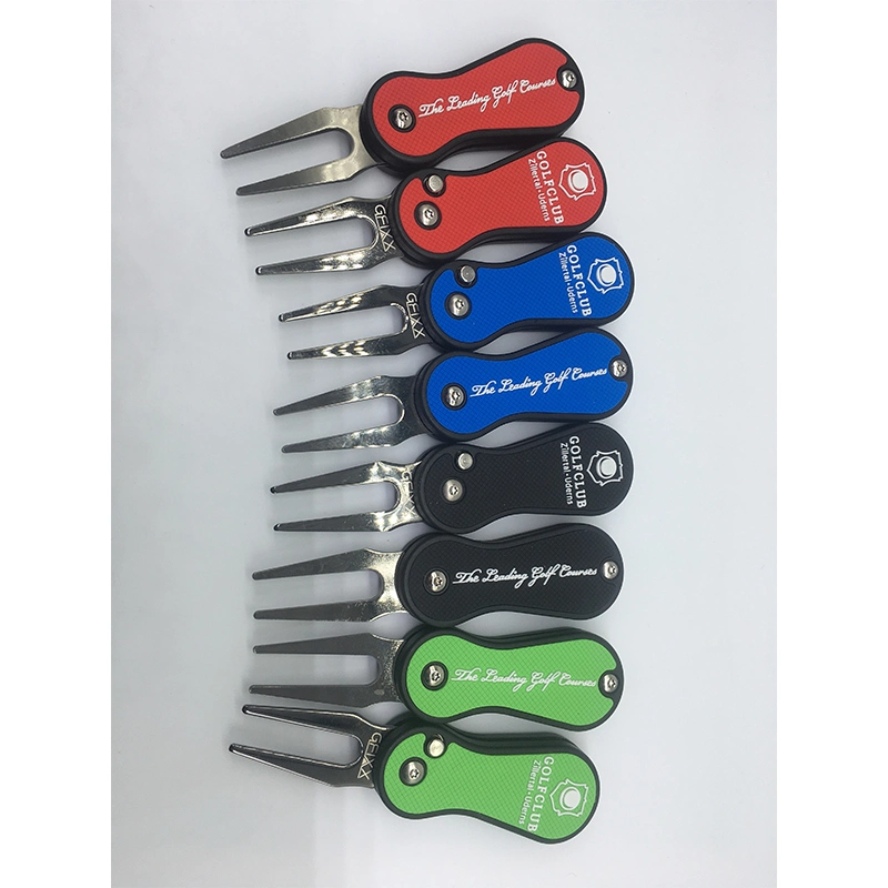 Automatic Foldable Divot Repair Tool Custom Logo Golf Pitchfork