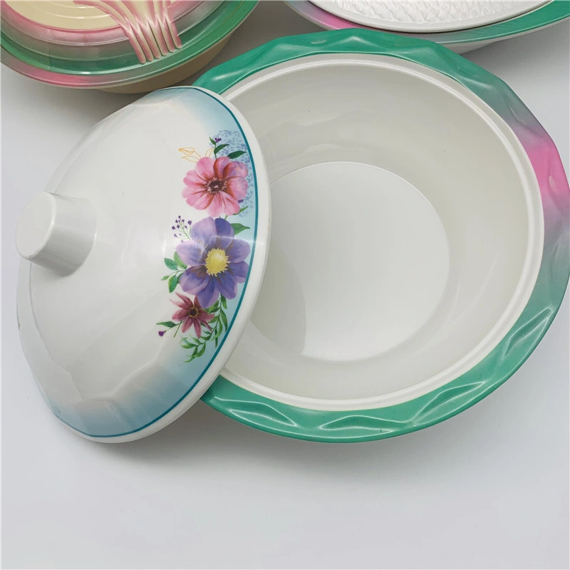 Melamine Tableware Plastic Food Container Soup Bowl Set with Cover Lid