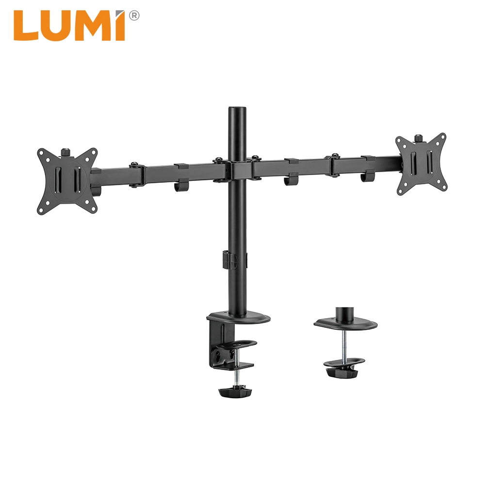 Factory Customizable Cheap Computer PC Desk Mount Height Adjustable Steel Articulating Dual Monitor Stand Arm for Home Office Furniture