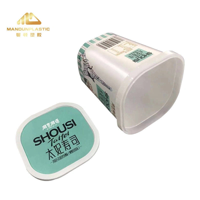 Custom Recyclable in Mold Labeling 580ml PP Plastic Instant Noodles Iml Food Container with Lid