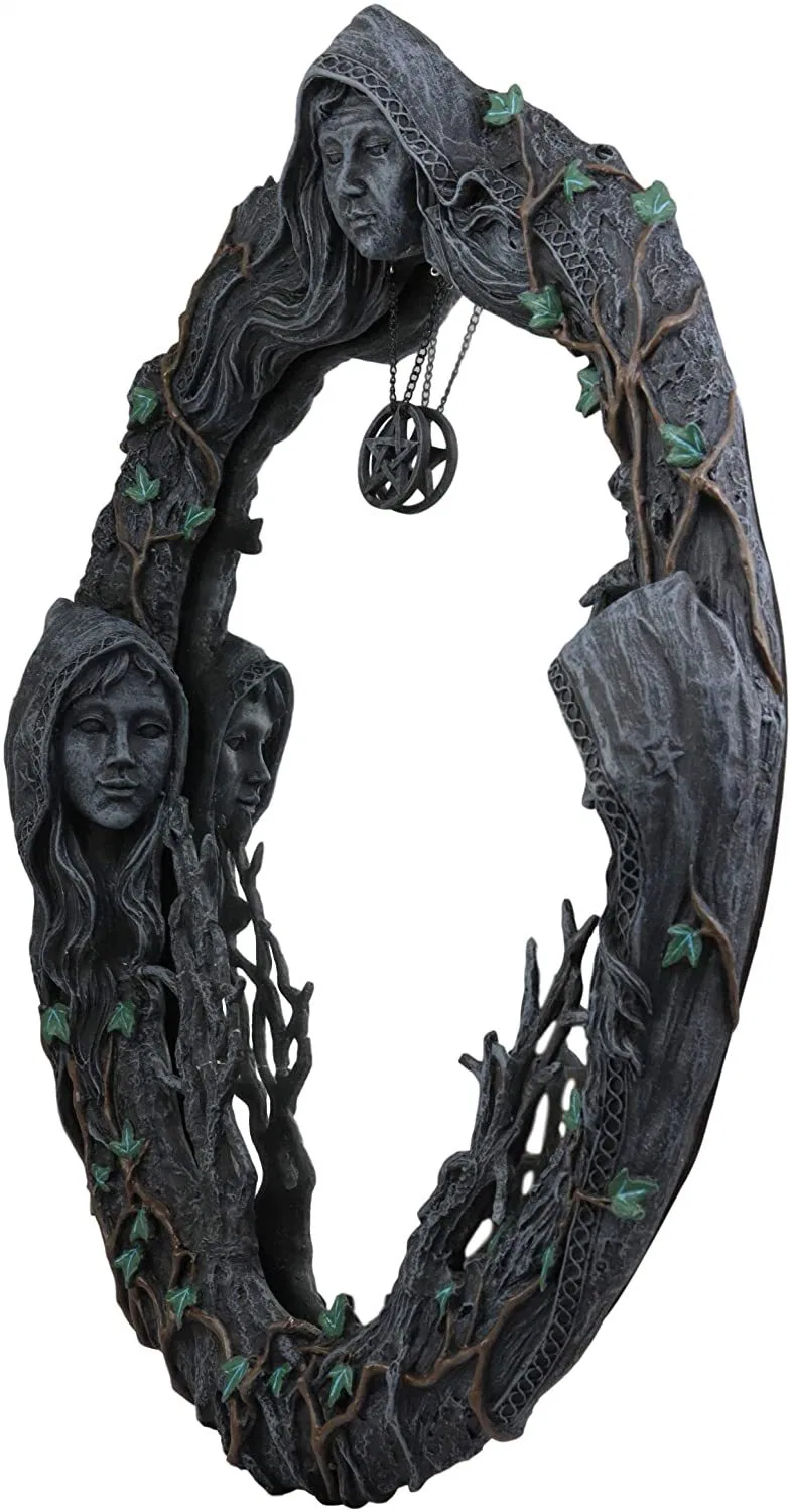 Triplet Goddess Mirror Wall Plaque