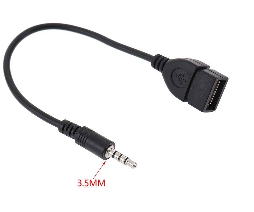 3.5mm Black Car Aux Audio Cable to USB Audio Cable Car Electronics for Play Music Car Audio Cable USB Headphone Converter