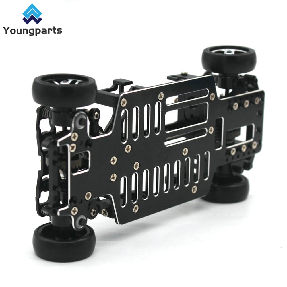 Youngparts Metal Alloy & Carbon Fiber Frame Chassis with Shock Absorbers Wheels Belt Drive for Tamiya Tt02 Tt-02 1/10 RC Car Upgraded Parts