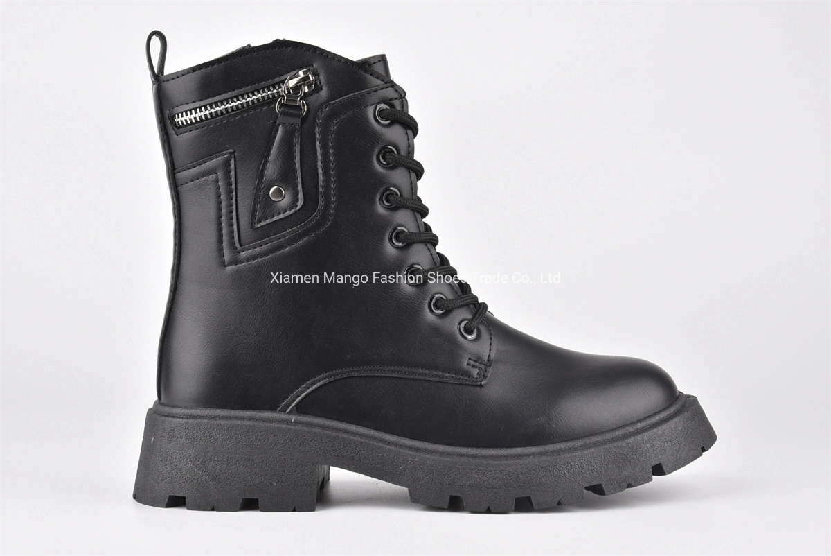 La mujer de arranque Casual PU Refuerzo superior enano Inicio botas mujeres hebilla de metal botas de mujer enana