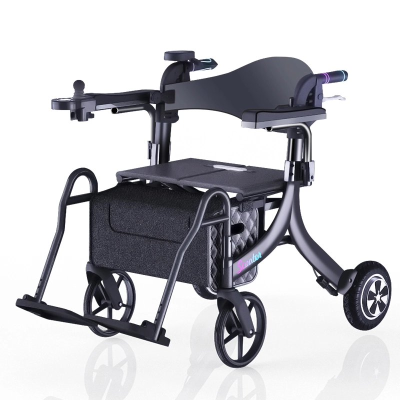 Walkers for Seniors Heavy Duty Transport Wheelchair Lightweight Foldable Walker with Bag