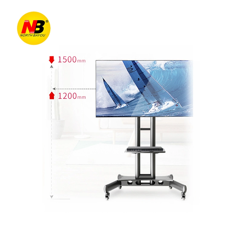 2024 Nouveau NB Ava1500-60-1p chariot de télévision mobile écran plat de 32"-75" SUPPORT TV plasma LCD LED avec plateau pour caméra et AV Étagère